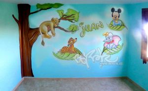 Murales Infantiles Mickey Dumbo Bambi Rey Leon 300x100000
