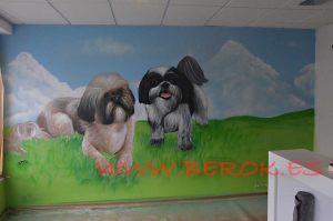 Mural Graffiti Perros Peluqueria Canina 300x100000