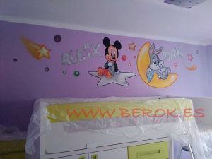 Murales Infantiles Buggs Bunny Mickey 300x100000