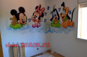 Murales Infantiles Mickey Minnie Pluto Goofy Bebes 300x100000