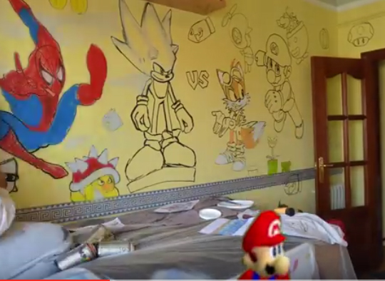 blog Mural Super Mario Bros con Spiderman Goku habitacion