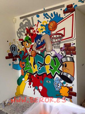 Graffiti Habitacion Juvenil Basket 300x100000