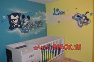 Mural Habitacion Infantil Mickey Pirata 300x100000