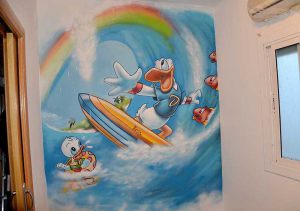 Mural Infantil Pato Donald Surf 300x100000
