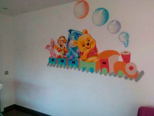 Mural Infantil Tren Winnie The Pooh Y Sus Amigos 300x100000