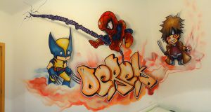 Lobezno Spiderman Gambito Mural Infantil 300x100000