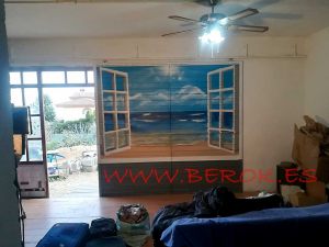 Mural Ventana Playa Trampantojo 300x100000