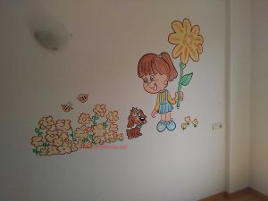 mural infantil perrito nena