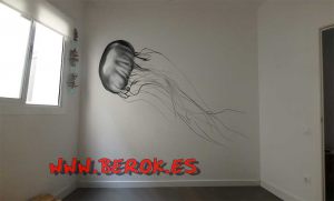 graffiti habitacion medusa blanco negro