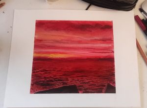 Dibujo Mar Rojo Lamina Pasteles Sol 300x100000
