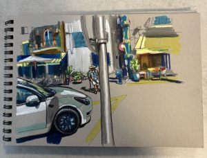 Dibujo Urbano Coche Papel Gris La Fragata Sitges 300x100000