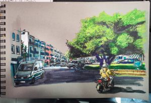 Dibujos Dibujante Ilustrador Sitges Rotonda Moto 300x100000