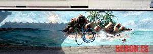Mural Terraza Playa Graffiti Isla 300x100000