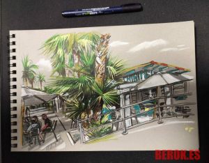 Sketch Sitges Chiringuito Dibujo Urbano 300x100000