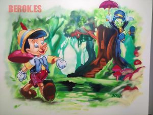 Mural Infantil Pinocho Pepito Grillo Bosque Infantil Habitacion 300x100000