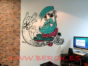 Graffiti Decorativo Interior Barberia Barberline 300x100000