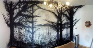 Mural Habitacion Bosque Gris 300x100000