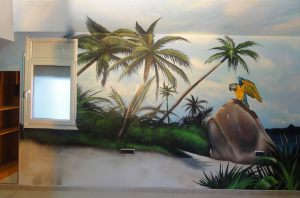 Mural Habitacion Matrimonio Con Paisaje Caribe 300x100000
