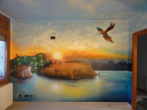 Mural Habitacion Matrimonio Con Paisaje Del Caribe 300x100000