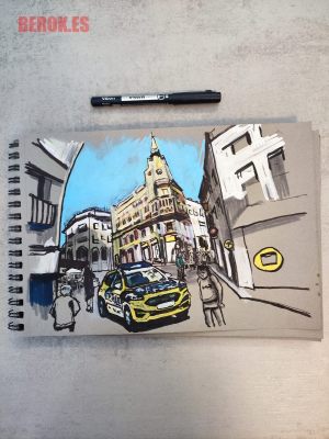 Dibujo Sitges Dibujante Pintor Vila Plaza 300x100000