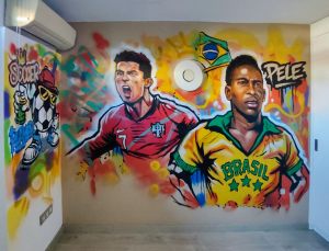 Graffiti Mural Cristiano Ronaldo Portugal Pele Brasil 300x100000