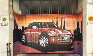 Graffiti Mini Rojo Skyline Barcelona 300x100000