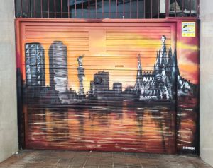 Graffiti Parking Sitges Skyline Puesta De Sol 300x100000