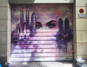 Graffiti Persiana Barcelona Rostro Urbano 300x100000