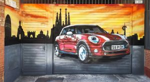 Graffiti Puerta Garaje Mini Cooper Barcelona 300x100000