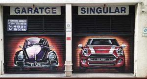 Mural garatge graffiti pintura mini volkswagen