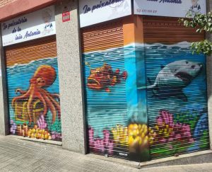 Graffiti Persianas Fondo Marino Tiburon Pulpo Rape 300x100000