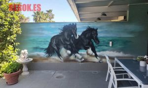 Murales Caballos Negros Realistas 300x100000