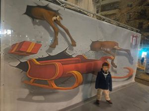 Trampantojo Mural 3d Navidad Reno Trineo Papanoel Anamorfosis 300x100000