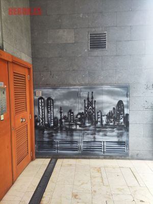 Mural skyline porteria Barcelona
