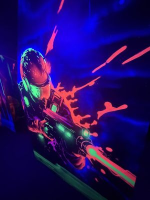 Mural Xenomorfo Fluor Luz Negra Interior 300x100000