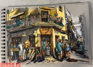 Dibujo Urbano Bar El Cable Sitges 300x100000