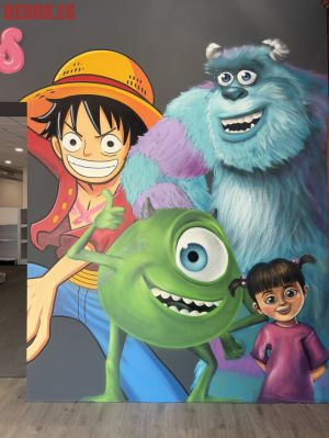 Mural Luffy One Piece Sulley Mike Wazowski Boo Tienda Juguetes 300x100000