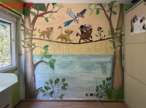Mural Rey Leon Simba Timon Pumba Zazu Habitacion Infantil Selva 300x100000
