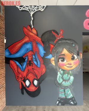 Mural Spiderman Vanellope Rompe Ralph Tienda Juguetes Pared 300x100000