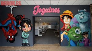Mural Tienda Juguetes Spiderman Vanellope Luffy Sulley Mike Boo Personajes 300x100000