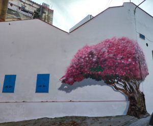 Pintura Mural Barcelona Buganvilla Bugambilia Arbol Rosa Arce Japones Arbol Del Amor 300x100000