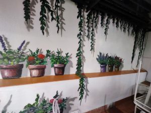 Mural trampantojo plantas hiperrealista patio interior
