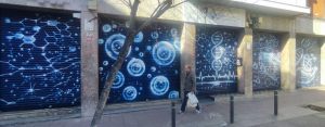 Graffiti Persianas Moleculas Microorganismos Celulas Adn Mural Azul 300x100000