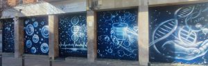 Graffitis Para Negocios Persianas Azules Moleculas Celulas Microorganismos 300x100000