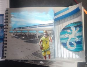 Dibujo Urbano Sitges Lizard Playa Chiringuito 300x100000